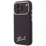 Husa Karl Lagerfeld Saffiano Small Script Metal Logo cu MagSafe compatibila cu iPhone 17 Pro / 18 Pro, Burgundy 3 - lerato.ro