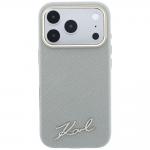 Husa Karl Lagerfeld Saffiano Small Script Metal Logo cu MagSafe compatibila cu iPhone 17 Pro Max / 18 Pro Max, Bej 2 - lerato.ro