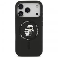 Huse si carcase iPhone 18 Pro Max, Husa Karl Lagerfeld Silicone Karl and Choupette Ring cu MagSafe compatibila cu iPhone 18 Pro Max / 17 Pro Max, Negru, lerato.ro