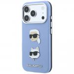 Husa Karl Lagerfeld Saffiano Karl and Choupette Heads Pins and Logo compatibila cu iPhone 18 Pro Max / 17 Pro Max, Albastru 3 - lerato.ro