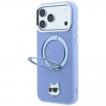 Husa Karl Lagerfeld Ring Stand 360 Choupette Head Pin cu MagSafe compatibila cu iPhone 18 Pro / 17 Pro, Albastru 3 - lerato.ro