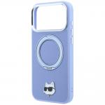 Husa Karl Lagerfeld Ring Stand 360 Choupette Head Pin cu MagSafe compatibila cu iPhone 18 Pro / 17 Pro, Albastru 7 - lerato.ro