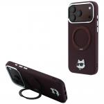Husa Karl Lagerfeld Ring Stand 360 Choupette Head Pin cu MagSafe compatibila cu iPhone 18 Pro / 17 Pro, Burgundy 4 - lerato.ro