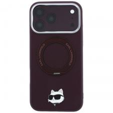 Huse si carcase iPhone 18 Pro, Husa Karl Lagerfeld Ring Stand 360 Choupette Head Pin cu MagSafe compatibila cu iPhone 18 Pro / 17 Pro, Burgundy, lerato.ro