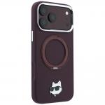Husa Karl Lagerfeld Ring Stand 360 Choupette Head Pin cu MagSafe compatibila cu iPhone 18 Pro / 17 Pro, Burgundy 5 - lerato.ro