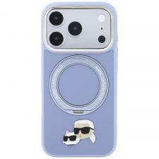 Huse si carcase iPhone 18 Pro Max, Husa Karl Lagerfeld Ring Stand 360 Karl and Choupette Heads Pin cu MagSafe compatibila cu iPhone 18 Pro Max / 17 Pro Max, Albastru, lerato.ro