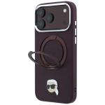 Husa Karl Lagerfeld Ring Stand 360 Karl Head Pin cu MagSafe compatibila cu iPhone 18 Pro / 17 Pro, Burgundy 3 - lerato.ro