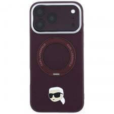 Huse si carcase iPhone 18 Pro, Husa Karl Lagerfeld Ring Stand 360 Karl Head Pin cu MagSafe compatibila cu iPhone 18 Pro / 17 Pro, Burgundy, lerato.ro