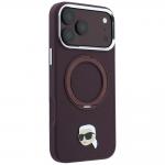 Husa Karl Lagerfeld Ring Stand 360 Karl Head Pin cu MagSafe compatibila cu iPhone 18 Pro / 17 Pro, Burgundy 5 - lerato.ro