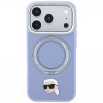 Husa Karl Lagerfeld Ring Stand 360 Karl Head Pin cu MagSafe compatibila cu iPhone 18 Pro / 17 Pro, Albastru 2 - lerato.ro