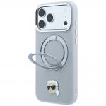 Husa Karl Lagerfeld Ring Stand 360 Karl Head Pin cu MagSafe compatibila cu iPhone 18 Pro / 17 Pro, Gri 3 - lerato.ro