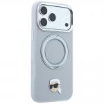 Husa Karl Lagerfeld Ring Stand 360 Karl Head Pin cu MagSafe compatibila cu iPhone 18 Pro / 17 Pro, Gri 5 - lerato.ro