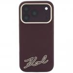 Husa Karl Lagerfeld Grained Grained Resin Signature Logo cu MagSafe compatibila cu iPhone 18 Pro / 17 Pro, Burgundy 2 - lerato.ro