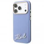 Husa Karl Lagerfeld Grained Resin Signature Logo cu MagSafe compatibila cu iPhone 18 Pro / 17 Pro, Albastru 3 - lerato.ro
