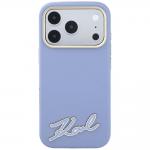Husa Karl Lagerfeld Grained Resin Signature Logo cu MagSafe compatibila cu iPhone 18 Pro / 17 Pro, Albastru 2 - lerato.ro
