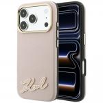 Husa Karl Lagerfeld Grained Resin Signature Logo cu MagSafe compatibila cu iPhone 18 Pro / 17 Pro, Roz 4 - lerato.ro