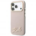 Husa Karl Lagerfeld Grained Resin Signature Logo cu MagSafe compatibila cu iPhone 18 Pro / 17 Pro, Roz 3 - lerato.ro