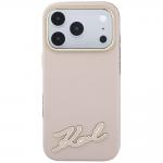 Husa Karl Lagerfeld Grained Resin Signature Logo cu MagSafe compatibila cu iPhone 18 Pro / 17 Pro, Roz 2 - lerato.ro