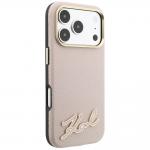 Husa Karl Lagerfeld Grained Resin Signature Logo cu MagSafe compatibila cu iPhone 18 Pro / 17 Pro, Roz 5 - lerato.ro