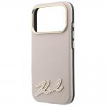 Husa Karl Lagerfeld Grained Resin Signature Logo cu MagSafe compatibila cu iPhone 18 Pro / 17 Pro, Roz 7 - lerato.ro