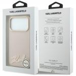 Husa Karl Lagerfeld Grained Resin Signature Logo cu MagSafe compatibila cu iPhone 18 Pro / 17 Pro, Roz 9 - lerato.ro