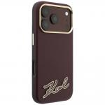 Husa Karl Lagerfeld Grained Resin Signature Logo cu MagSafe compatibila cu iPhone 18 Pro Max / 17 Pro Max, Burgundy 5 - lerato.ro