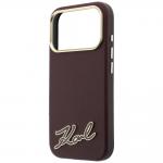 Husa Karl Lagerfeld Grained Resin Signature Logo cu MagSafe compatibila cu iPhone 18 Pro Max / 17 Pro Max, Burgundy 7 - lerato.ro