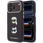 Husa Karl Lagerfeld Saffiano Karl and Choupette Heads Pins Logo compatibila cu iPhone 18 Pro / 17 Pro, Burgundy 4 - lerato.ro