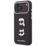 Husa Karl Lagerfeld Saffiano Karl and Choupette Heads Pins Logo compatibila cu iPhone 18 Pro / 17 Pro, Burgundy 3 - lerato.ro