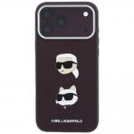 Husa Karl Lagerfeld Saffiano Karl and Choupette Heads Pins Logo compatibila cu iPhone 18 Pro / 17 Pro, Burgundy 2 - lerato.ro