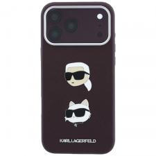 Huse si carcase iPhone 18 Pro, Husa Karl Lagerfeld Saffiano Karl and Choupette Heads Pins Logo compatibila cu iPhone 18 Pro / 17 Pro, Burgundy, lerato.ro