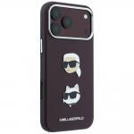 Husa Karl Lagerfeld Saffiano Karl and Choupette Heads Pins Logo compatibila cu iPhone 18 Pro / 17 Pro, Burgundy 5 - lerato.ro