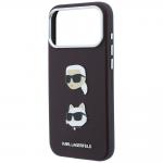 Husa Karl Lagerfeld Saffiano Karl and Choupette Heads Pins Logo compatibila cu iPhone 18 Pro / 17 Pro, Burgundy 7 - lerato.ro