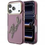 Husa Karl Lagerfeld IML Big Signature Resin Metal Frame compatibila cu iPhone 18 Pro Max / 17 Pro Max, Burgundy 4 - lerato.ro
