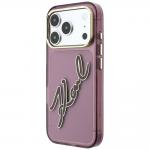 Husa Karl Lagerfeld IML Big Signature Resin Metal Frame compatibila cu iPhone 18 Pro Max / 17 Pro Max, Burgundy 3 - lerato.ro