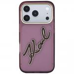 Husa Karl Lagerfeld IML Big Signature Resin Metal Frame compatibila cu iPhone 18 Pro Max / 17 Pro Max, Burgundy 2 - lerato.ro