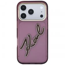 Huse si carcase iPhone 18 Pro Max, Husa Karl Lagerfeld IML Big Signature Resin Metal Frame compatibila cu iPhone 18 Pro Max / 17 Pro Max, Burgundy, lerato.ro