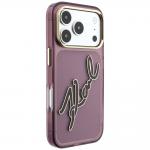 Husa Karl Lagerfeld IML Big Signature Resin Metal Frame compatibila cu iPhone 18 Pro Max / 17 Pro Max, Burgundy 5 - lerato.ro