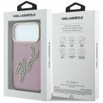 Husa Karl Lagerfeld IML Big Signature Resin Metal Frame compatibila cu iPhone 18 Pro Max / 17 Pro Max, Burgundy 9 - lerato.ro