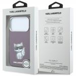 Husa Karl Lagerfeld IML Choupette Body Sketch Print cu MagSafe compatibila cu iPhone 18 Pro / 17 Pro, Burgundy 9 - lerato.ro