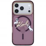 Husa Karl Lagerfeld Script Logo cu MagSafe compatibila cu iPhone 18 Pro / 17 Pro, Burgundy 2 - lerato.ro