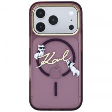 Huse si carcase iPhone 18 Pro, Husa Karl Lagerfeld Script Logo cu MagSafe compatibila cu iPhone 18 Pro / 17 Pro, Burgundy, lerato.ro