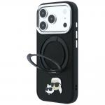 Husa Karl Lagerfeld with Ring Stand 360 Karl and Choupette Heads Pin cu MagSafe compatibila cu iPhone 18 Pro / 17 Pro, Negru 3 - lerato.ro