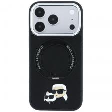 Husa Karl Lagerfeld Ring Stand 360 Karl and Choupette Heads Pin cu MagSafe compatibila cu iPhone 18 Pro Max / 17 Pro Max, Negru