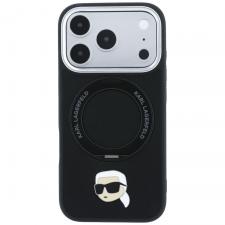 Husa Karl Lagerfeld with Ring Stand 360 Karl Head Pin cu MagSafe compatibila cu iPhone 18 Pro / 17 Pro, Negru