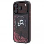 Husa Karl Lagerfeld Liquid Glitter Karl and Choupette Heads cu MagSafe compatibila cu iPhone 18 Pro / 17 Pro, Burgundy 3 - lerato.ro