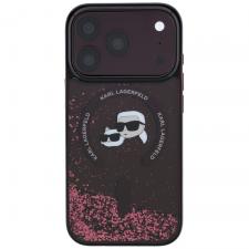 Husa Karl Lagerfeld Liquid Glitter Karl and Choupette Heads cu MagSafe compatibila cu iPhone 18 Pro Max / 17 Pro Max, Burgundy