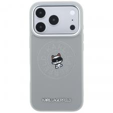 Husa Karl Lagerfeld Point and Choupette Sketch cu MagSafe compatibila cu iPhone 18 Pro / 17 Pro, Gri