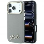 Husa Karl Lagerfeld Saffiano Small Script Metal Logo cu MagSafe compatibila cu iPhone 18 Pro / 17 Pro, Bej 4 - lerato.ro