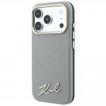 Husa Karl Lagerfeld Saffiano Small Script Metal Logo cu MagSafe compatibila cu iPhone 18 Pro / 17 Pro, Bej 3 - lerato.ro